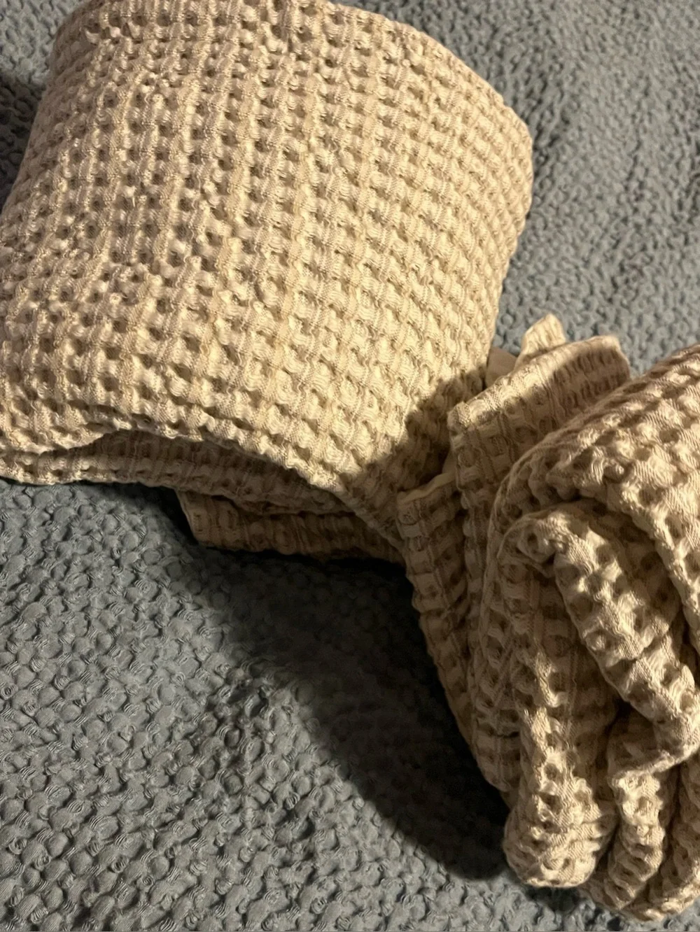Waffle Weave Pillow Shams in Cream ~ 100% Cotton ~ 2 shams